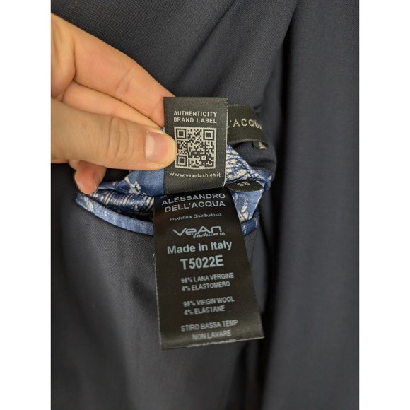 Alessandro Dell'Acqua Navy Suit Jacket 53 Wool Stretch 2-Button Blazer Italy - Picture 8 of 11